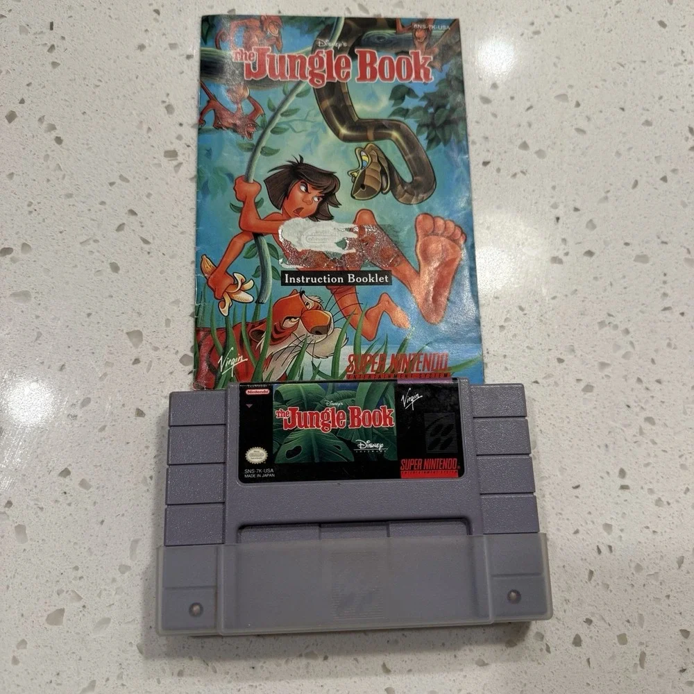 The Jungle Book Super Nintendo, 1991‎ Game & Manual Disney Vintage Gaming EUC